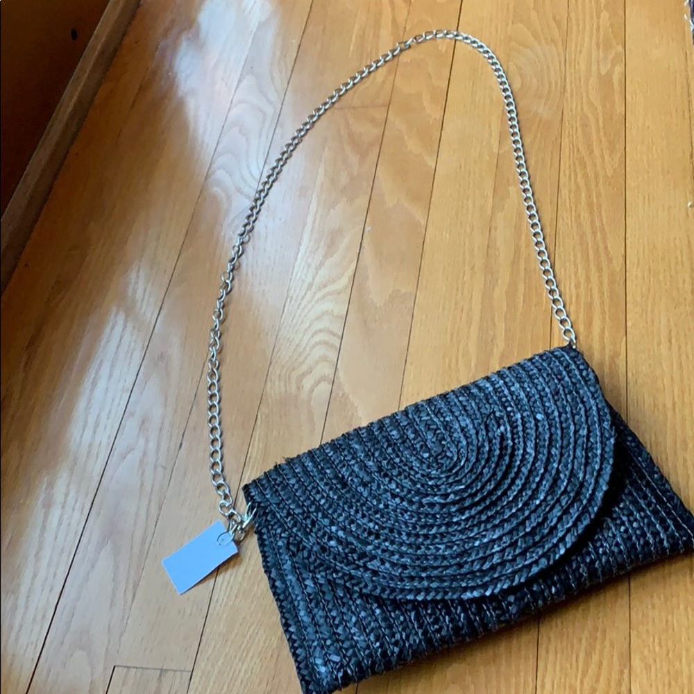 Black straw crossbody or clutch bag - Picture 2 of 5